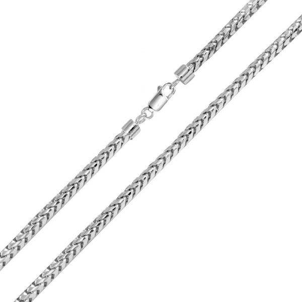 Sterling Silver 925 Rhodium Plated Round Franco Chain 3.9mm