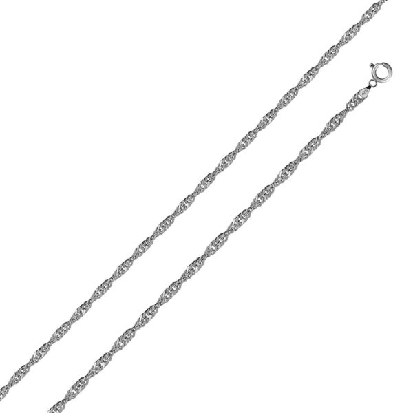 Sterling Silver 925 Rhodium Plated Singapore 015 Chain 1mm