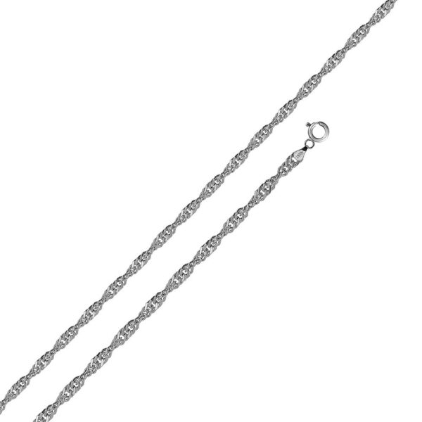 Sterling Silver 925 Rhodium Plated Singapore 020 Chain 1.2mm