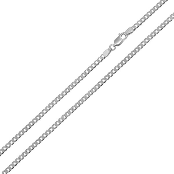 Sterling Silver 925 Rhodium Plated Super Flat Curb 050 Chain 1.9mm