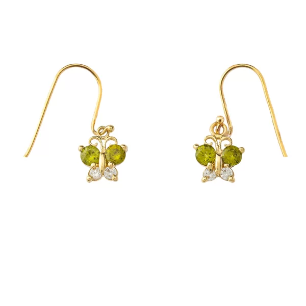 Mini Butterfly With Birthstone Earrings In Gold (Yellow/Rose/White) - Image 2