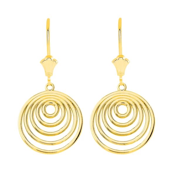 Inner Circle Leverback Earrings In 14K Solid White Gold