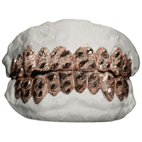 Custom Diamond Dust Nugget Design Gold Grillz - Image 2