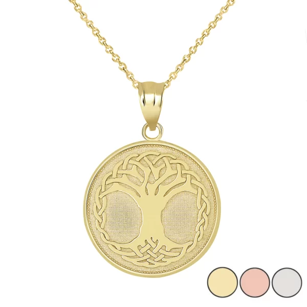 Tree Of Life Pendant Necklace In Gold (Yellow/ Rose/White)