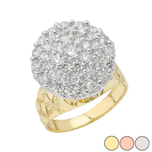 Popcorn Nugget Solitaire Ring In 10k Gold (Yellow/Rose/White)