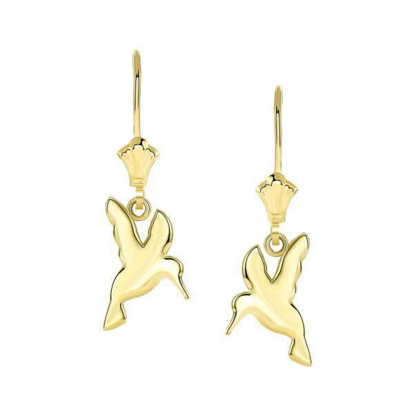 Polished Dove Leverback Earrings In Yellow Gold