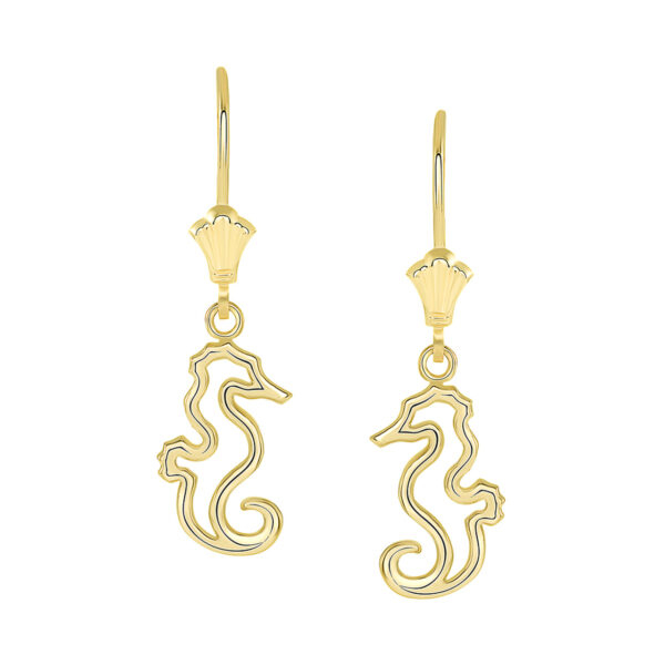 Seahorse Leverback Earrings In Yellow Gold