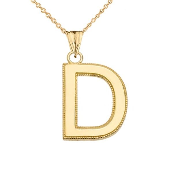 Personalized Yellow Gold Milgrain Initial Pendant Necklace