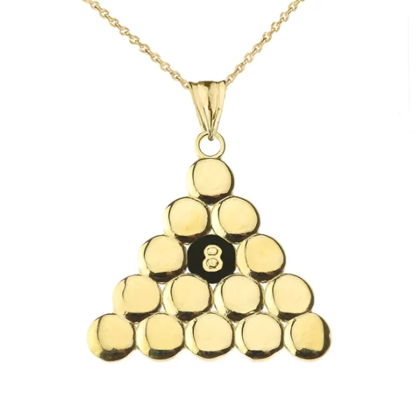 8 Ball Pool Pendant Necklace In Yellow Gold