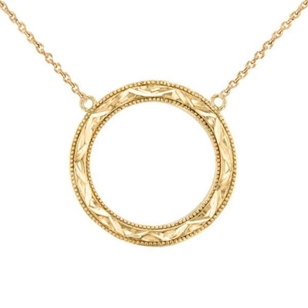 Chic Sparkle Cut Circle Of Life Necklace In 14k Yellow Gold