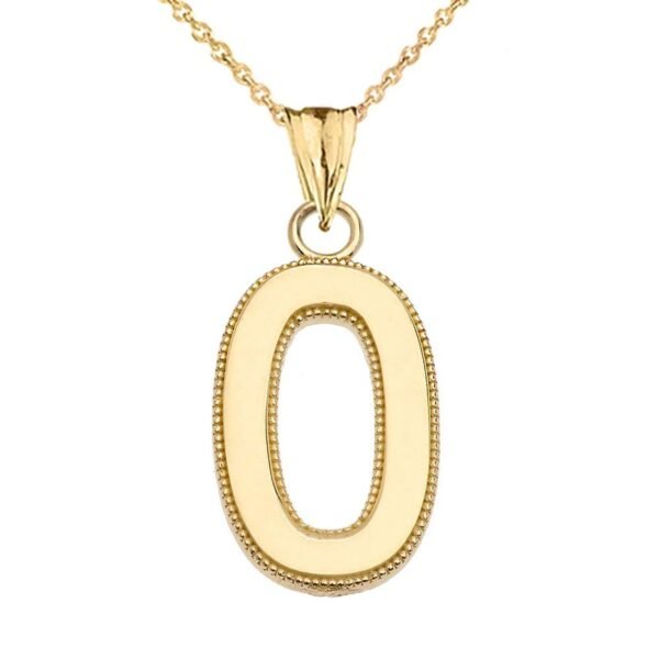 Personalized Yellow Gold Milgrain Initial Pendant Necklace