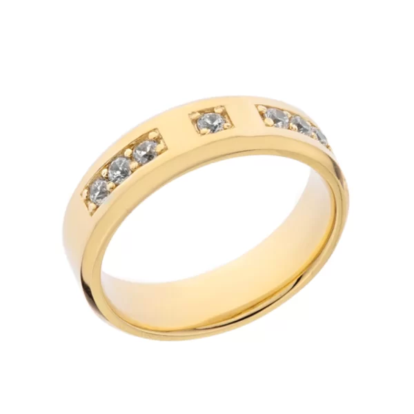 Sleek Dimond Mens Ring In Yellow Gold