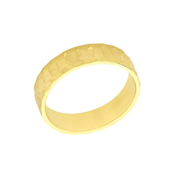 Solid Yellow Gold Hammered 5 Millimeter Wedding Band