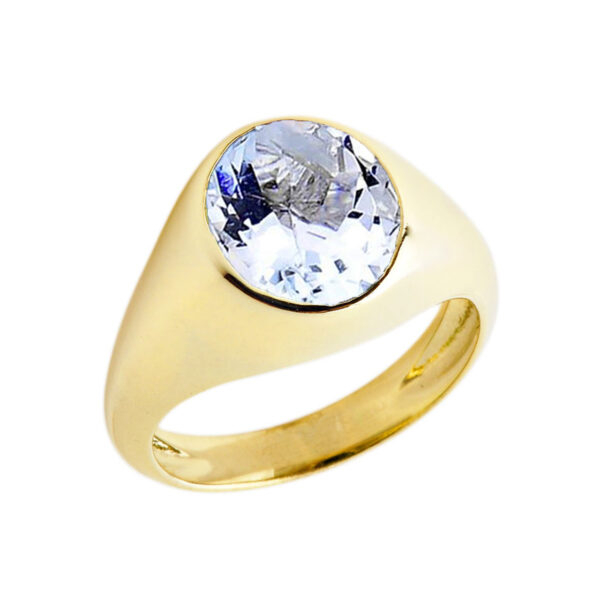 March Birthstone Gentleman's Pinky Ring