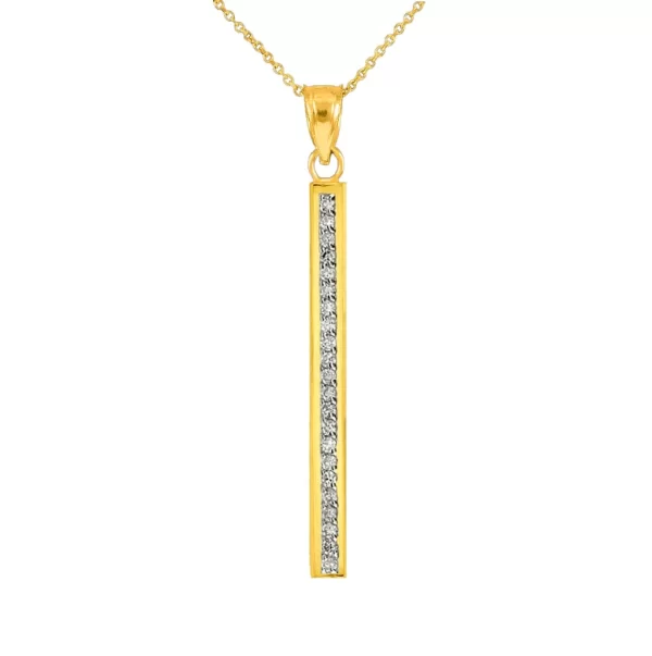 14k Gold Vertical Diamond Bar Necklace