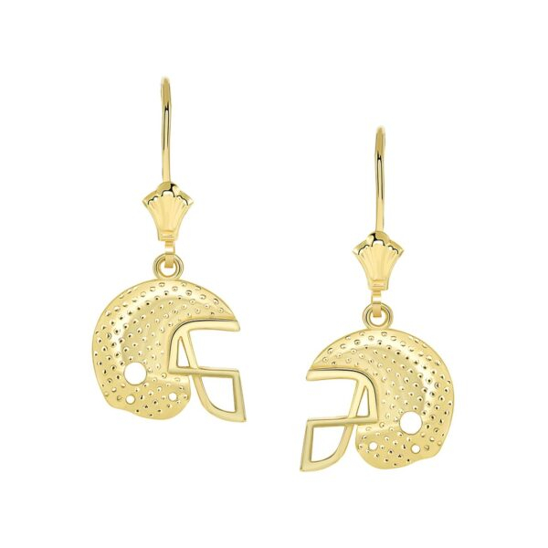 Textured Football Helmet Leverback Earrings In Yellow Gold