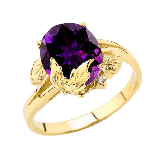 Personalized (Lc) Birthstone Oval Floral Ladies Ring In 10k Yellow Gold - Image 2