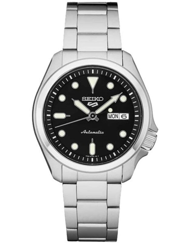 SRPE55 Seiko 5 Sports Black Sunray Dial with Silver Bracelet Men's Watch - Image 3