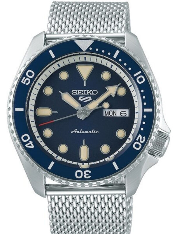 Seiko 5 SRPD71 - Automatic Watch with Blue Dial and Mesh Bracelet - Image 3