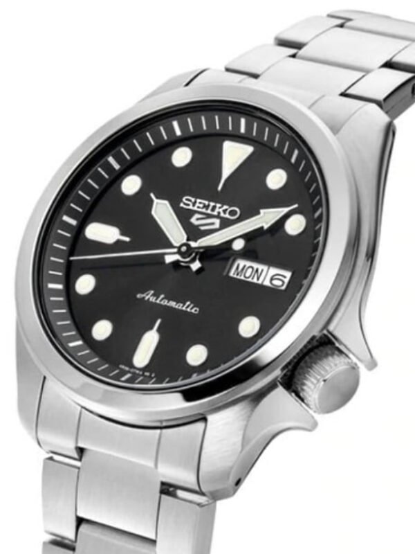 SRPE55 Seiko 5 Sports Black Sunray Dial with Silver Bracelet Men's Watch - Image 2