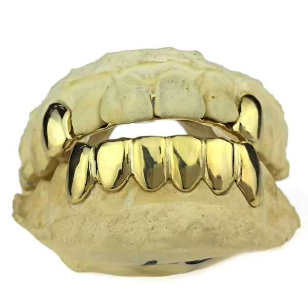 Custom 6 Teeth & 2 Teeth With Extended Fangs Gold Grillz
