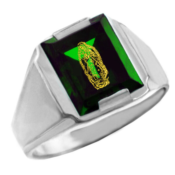 Sterling Silver Green Cz Stone Our Lady Of Guadalupe Signet Men's Ring