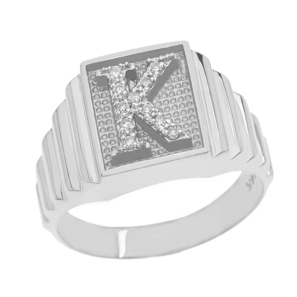 Sterling Silver Diamond Initial K Ring