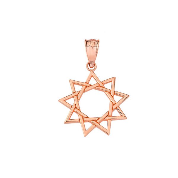 9 Star Baha'i Pendant Necklace In Gold (Yellow/ Rose/White) - Image 2