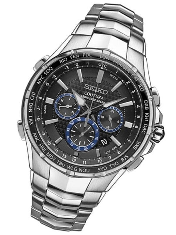 SSG009 Seiko Men's Coutura Radio Sync Solar Chronograph Stainless Watch - Image 2