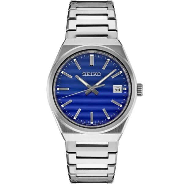 Seiko SUR555 - Men's Essentials Blue Dial Date Quartz Stainless Steel Watch