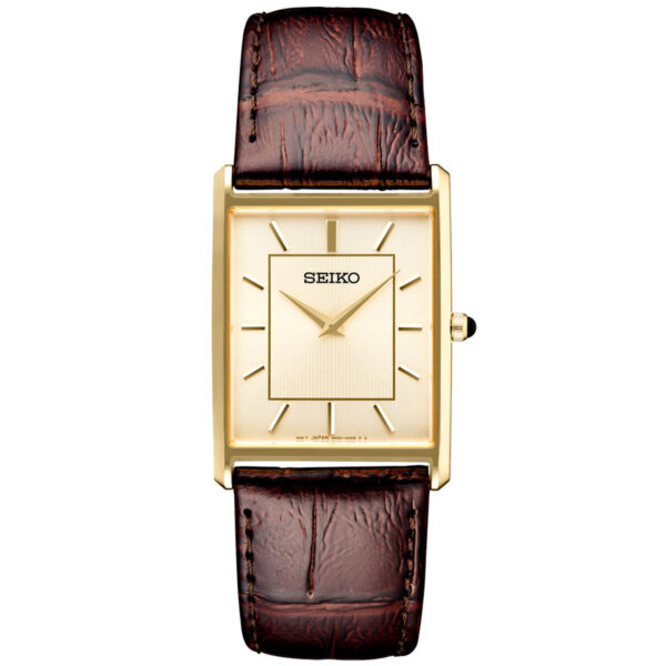 Seiko Classic Thin Quartz Dress Watch with Goldtone Stainless Steel Case #SWR064