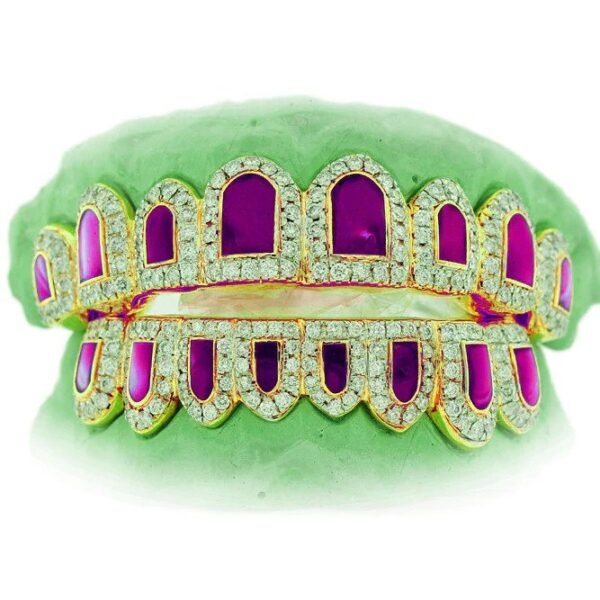 18K Candy Paint Paul Wall Custom Diamond Purple Enamel Grillz