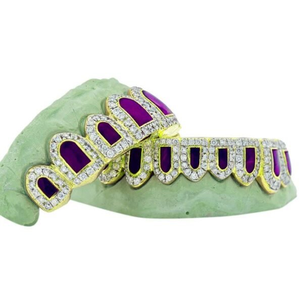 18K Candy Paint Paul Wall Custom Diamond Purple Enamel Grillz - Image 2