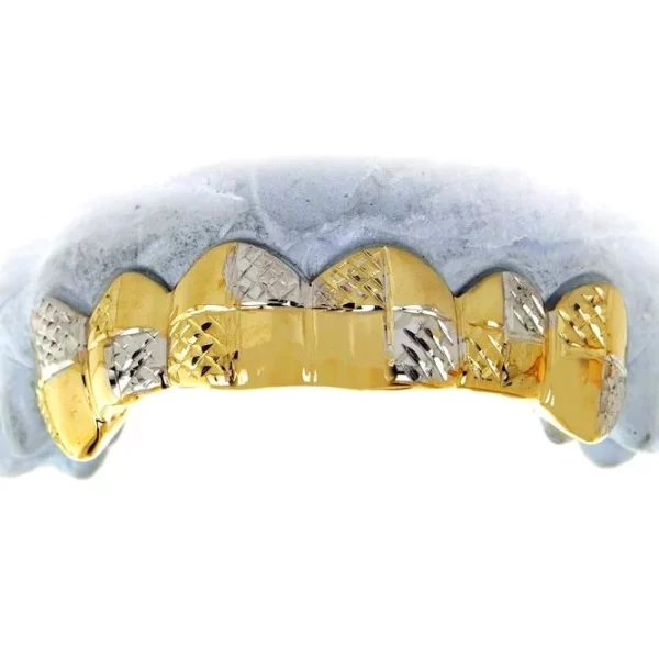 6 Teeth Two-Tone Grillz with Diamond Cuts