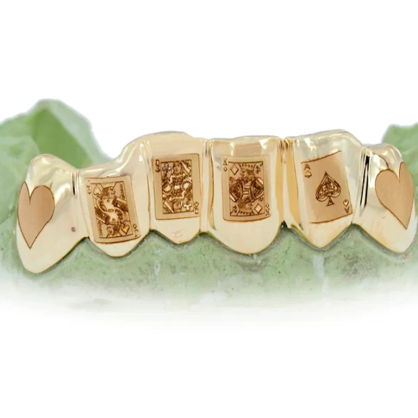 6 Piece Engraved Yellow Gold Grillz