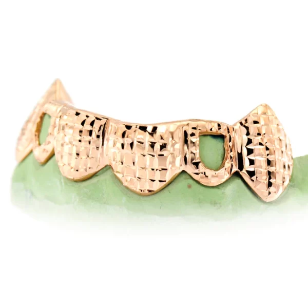 Custom Grillz, 6 Teeth 2 Open face Grillz with Diamond Cuts - Image 2