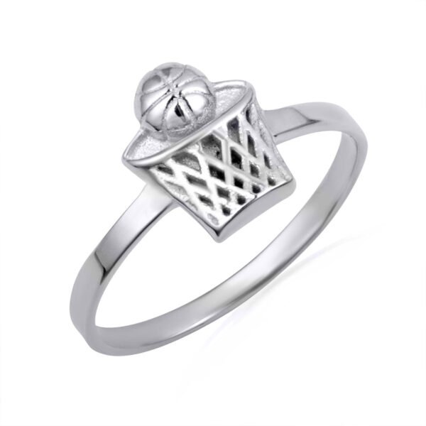 Gold Basketball Hoop Sports Ring (Available In Yellow/Rose/White Gold) - Image 3