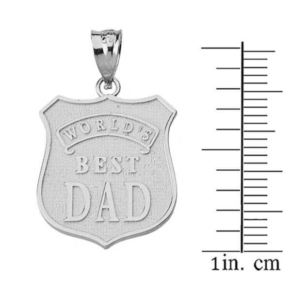 Solid Gold Matte And Shiny World's Best Dad Badge Pendant Necklace (White. Yellow, Rose) - Image 3