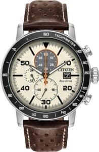 Citizen Brycen Brown Leather Band Eco-Drive Men's Chronograph Watch CA0649-06X