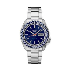 Seiko 5 Sports Special Edition Watch with Checkerboard Bezel and Blue Dial #SRPK65