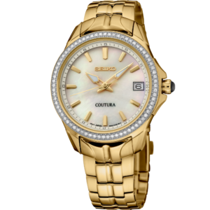 SUR592 Seiko Coutura Women White Dial Gold-Tone Stainless Steel Watch