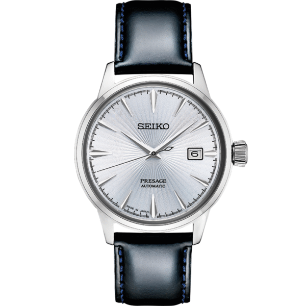 Seiko SRPB43 Presage Men's Automatic Watch – Black Leather Strap & Ice Blue Dial