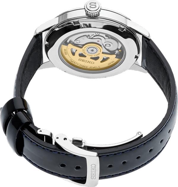 SRPB43 Seiko Men's Presage Automatic Black Leather Strap Watch - Image 2