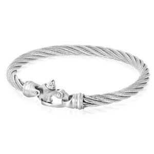Invicta Stainless Steel Cable Braceletwith Fancy Clasp - 21cm