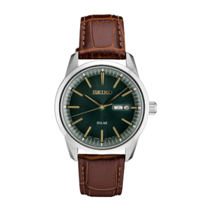 SNE529 Seiko Essentials Solar Leather Strap Green Dial Men's Watch