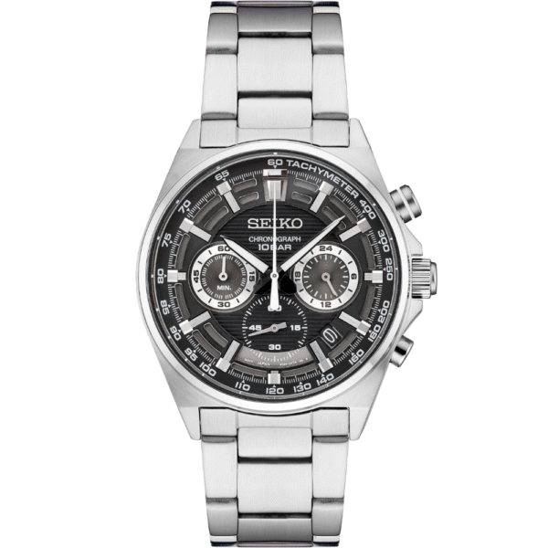 Seiko SSB397 Essentials Black Dial Stainless Steel Men's Watch