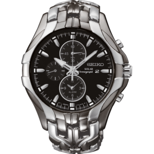 Seiko SSC139 Solar Chronograph Black Dial Stainless Steel Men's Watch