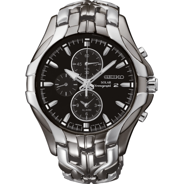 Seiko SSC139 Solar Chronograph Black Dial Stainless Steel Men's Watch