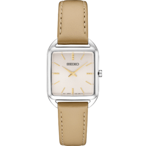 Seiko SWR089 Essentials Quartz Pink Dial Leather Strap Women's Watch