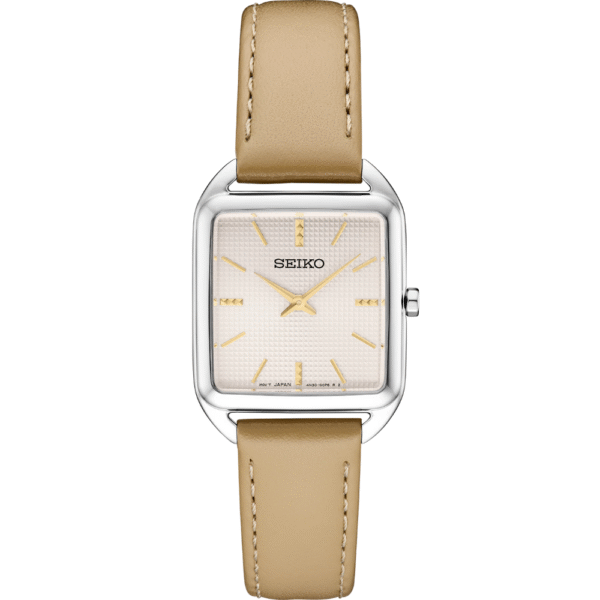 Seiko SWR089 Essentials Quartz Pink Dial Leather Strap Women's Watch